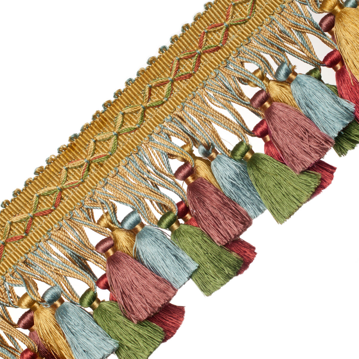 Orsay Silk Tassel Fringe Trim by Samuel & Sons in Gold/Rose/Iris/Sky