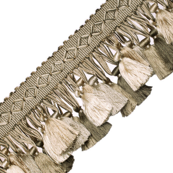 Orsay Silk Tassel Fringe Trim by Samuel & Sons in Grey Melange