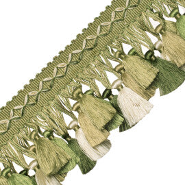 Orsay Silk Tassel Fringe Trim by Samuel & Sons in Celadon/Cream