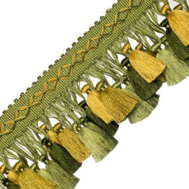 Orsay Silk Tassel Fringe Trim by Samuel & Sons in Spring Greens/Gold