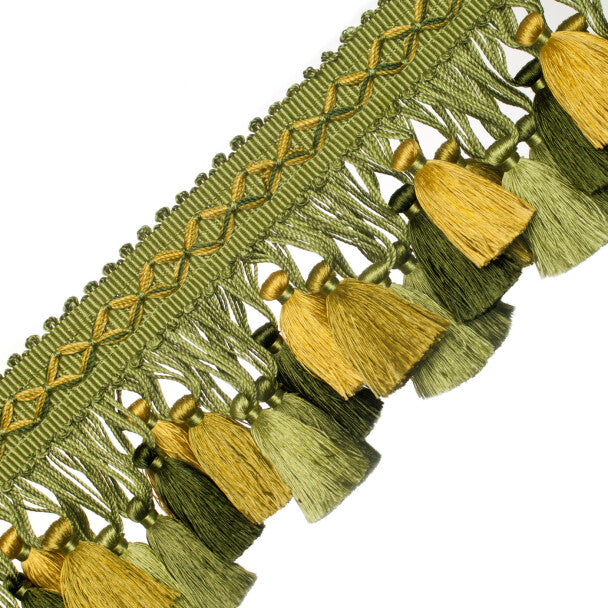 Orsay Silk Tassel Fringe Trim by Samuel & Sons in Spring Greens/Gold