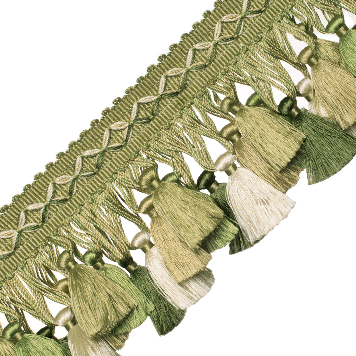 Orsay Silk Tassel Fringe Trim by Samuel & Sons in Celadon/Cream