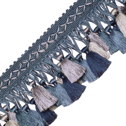 Orsay Silk Tassel Fringe Trim by Samuel & Sons in Blue Melange