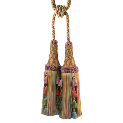 Orsay Silk Double Tassel Tieback by Samuel & Sons in Gold/Rose/Iris/Skye