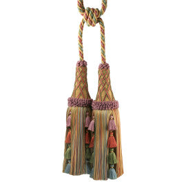 Orsay Silk Double Tassel Tieback by Samuel & Sons in Gold/Rose/Iris/Skye