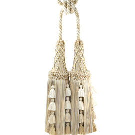Orsay Silk Double Tassel Tieback by Samuel & Sons in Ivory Melange