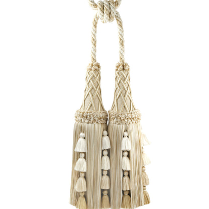 Orsay Silk Double Tassel Tieback by Samuel & Sons in Ivory Melange