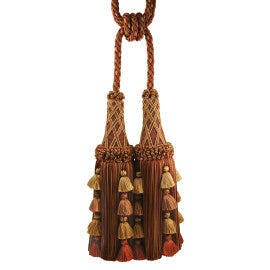 Orsay Silk Double Tassel Tieback by Samuel & Sons in Terra Cotta/Rust/Gold
