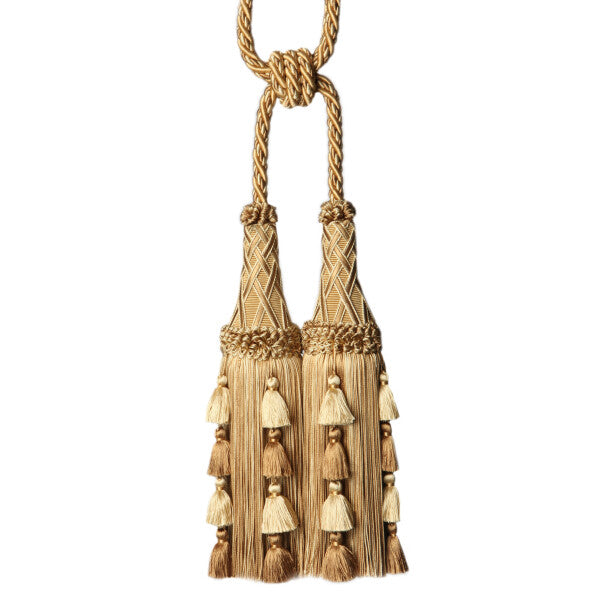Orsay Silk Double Tassel Tieback by Samuel & Sons in Gold Melange