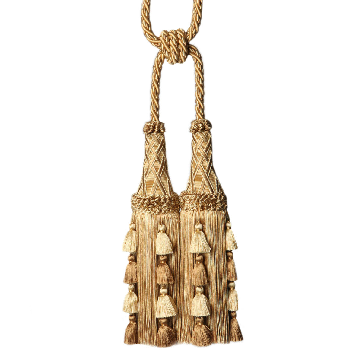 Orsay Silk Double Tassel Tieback by Samuel & Sons in Gold Melange