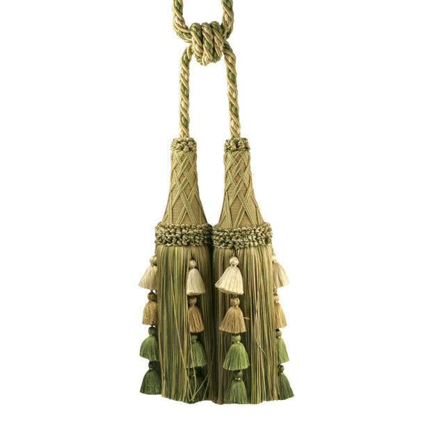 Orsay Silk Double Tassel Tieback by Samuel & Sons in Celadon/Cream