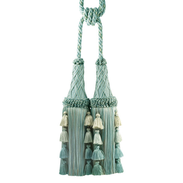 Orsay Silk Double Tassel Tieback by Samuel & Sons in Aqua Melange