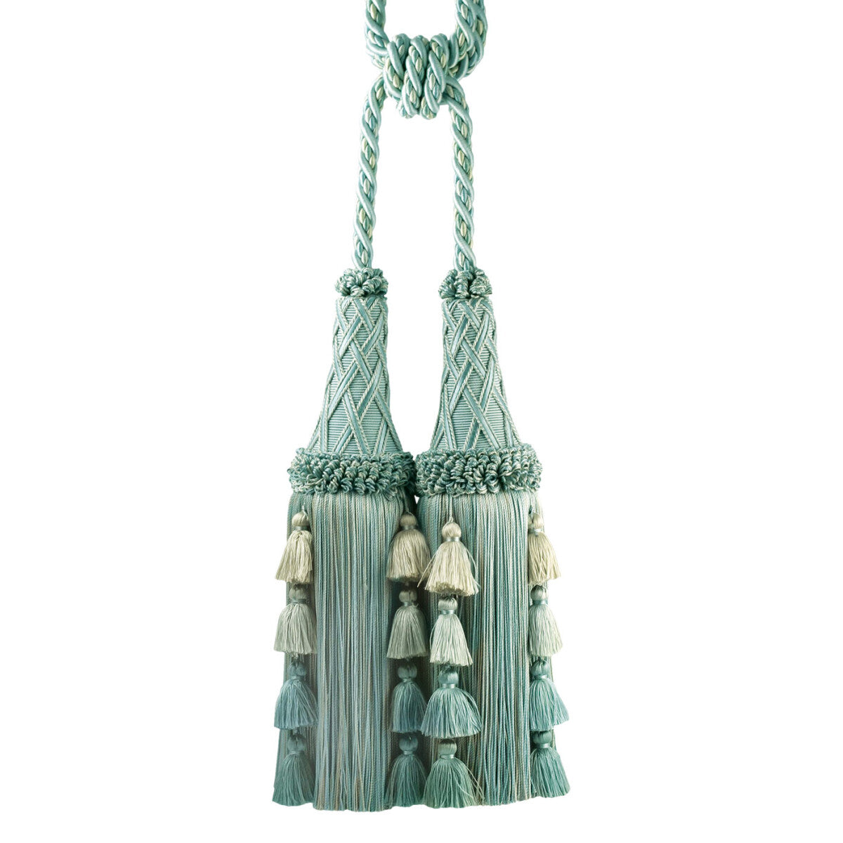 Orsay Silk Double Tassel Tieback by Samuel & Sons in Aqua Melange