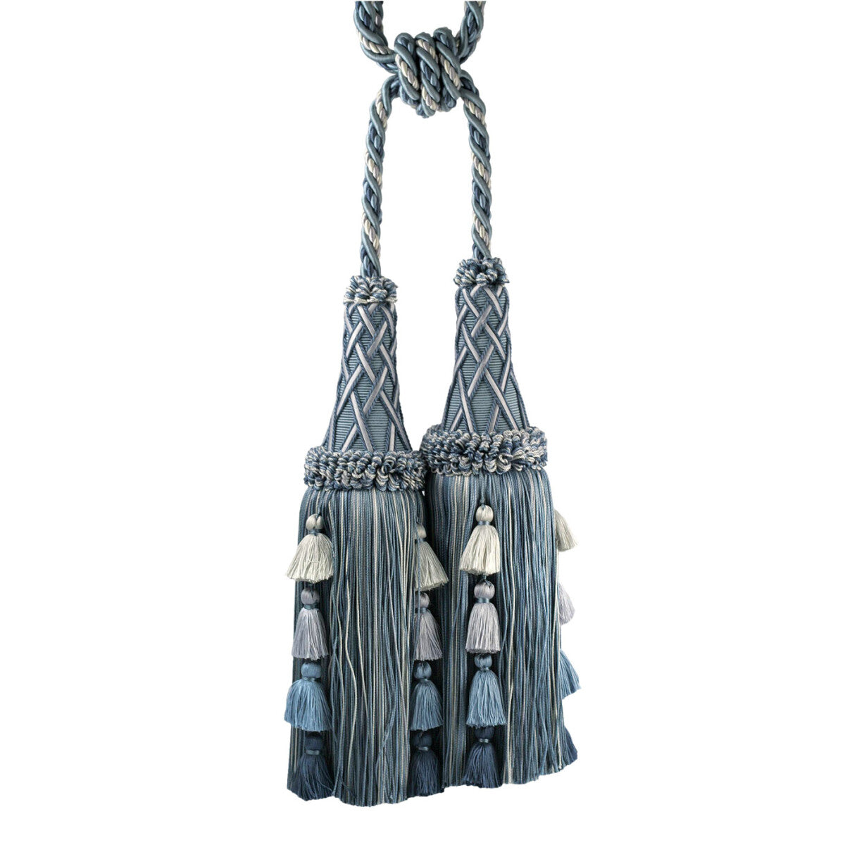 Orsay Silk Double Tassel Tieback by Samuel & Sons in Blue Melange