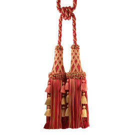 Orsay Silk Double Tassel Tieback by Samuel & Sons in Cherry/Coral/Gold
