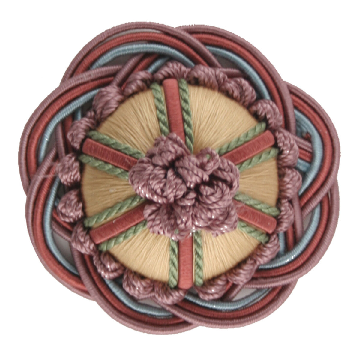 2" Orsay Silk Rosette by Samuel & Sons in Gold/Rose/Iris/Sky