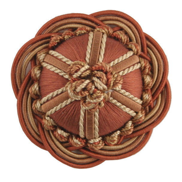2" Orsay Silk Rosette by Samuel & Sons in Terra Cotta/Rust/Gold