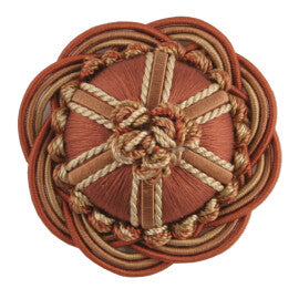 2" Orsay Silk Rosette by Samuel & Sons in Terra Cotta/Rust/Gold