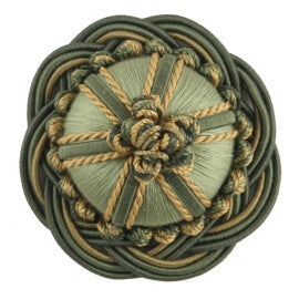 2" Orsay Silk Rosette by Samuel & Sons in Spring Greens/Gold