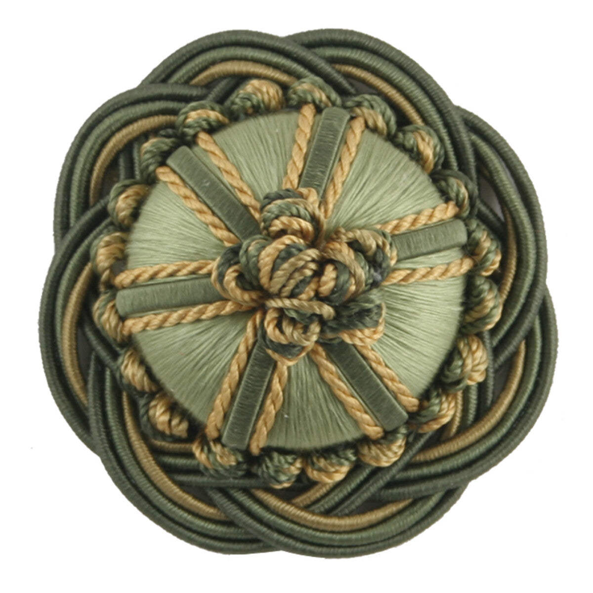 2" Orsay Silk Rosette by Samuel & Sons in Spring Greens/Gold