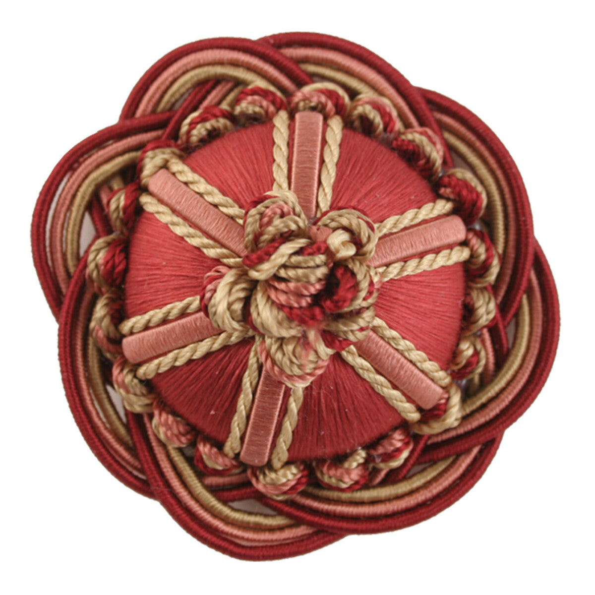 2" Orsay Silk Rosette by Samuel & Sons in Cherry/Coral/Gold
