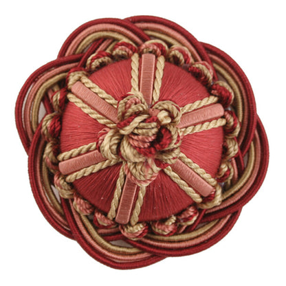 2" Orsay Silk Rosette by Samuel & Sons in Cherry/Coral/Gold