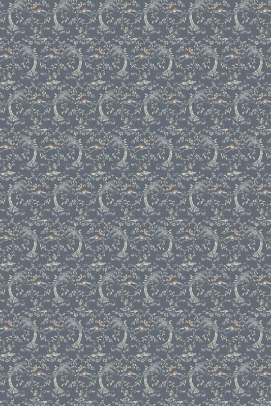 Salix Fabric by Gainsborough in Anthracite / Honeysuckle /Grey