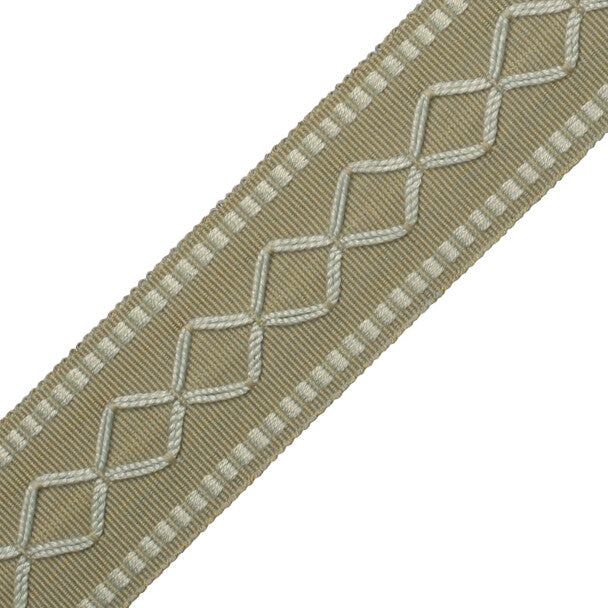 2" Oxford Border Trim by Samuel & Sons in Putty/Powder Blue