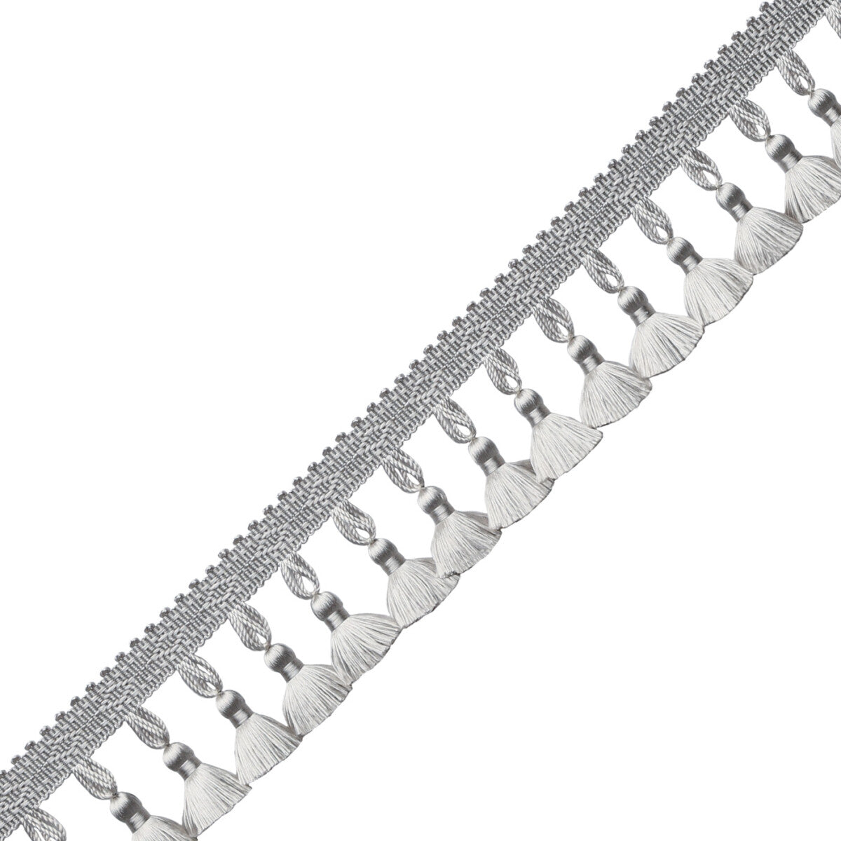 Délicat Silk Tassel Fringe Trim by Samuel & Sons in Platinum
