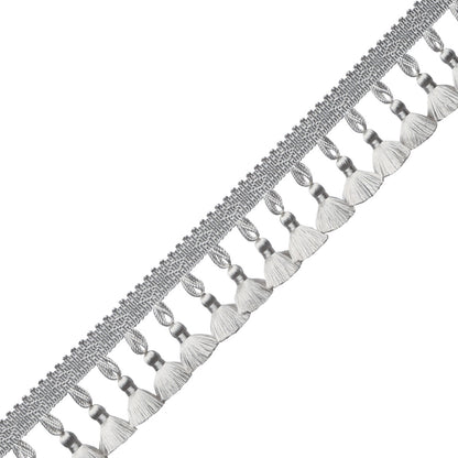 Délicat Silk Tassel Fringe Trim by Samuel & Sons in Platinum