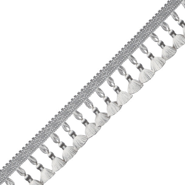 Délicat Silk Tassel Fringe Trim by Samuel & Sons in Platinum