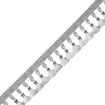 Délicat Silk Tassel Fringe Trim by Samuel & Sons in Platinum