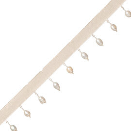Opaline Cultured Pearl Fringe Trim by Samuel & Sons in 01 Nacre