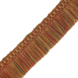 1.5" Delices Brush Fringe Trim by Samuel & Sons in Crimson/Forest/Gold