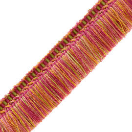 1.5" Delices Brush Fringe Trim by Samuel & Sons in Fuchsia/Tangerine/Lime
