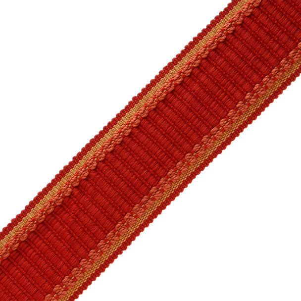 1.6" Lancaster Ribbed Border Trim by Samuel & Sons in Red
