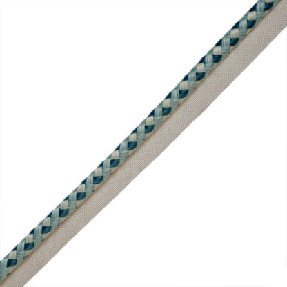 3/8" Lancaster Cord With Tape Trim by Samuel & Sons in Teal