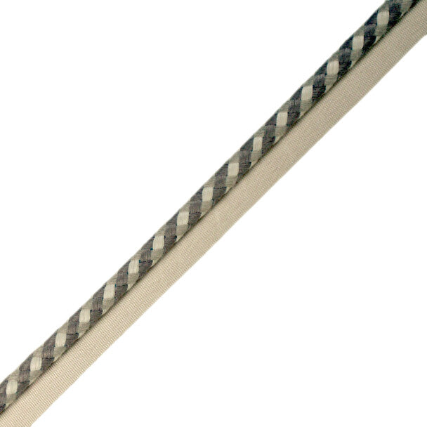 3/8" Lancaster Cord With Tape Trim by Samuel & Sons in Charcoal
