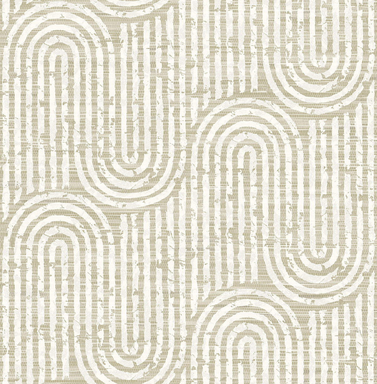 Scott Living Trippet Wallpaper - Light Brown, geometric in grey, green, neutral