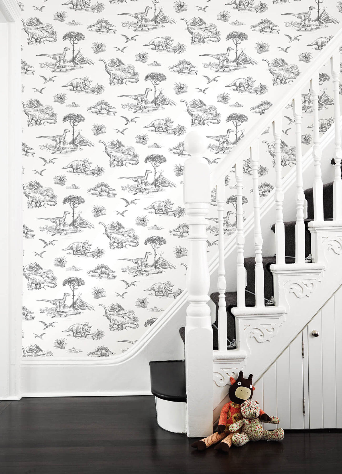 Chesapeake Fable Isolde Dinosaurs Wallpaper, kids in black