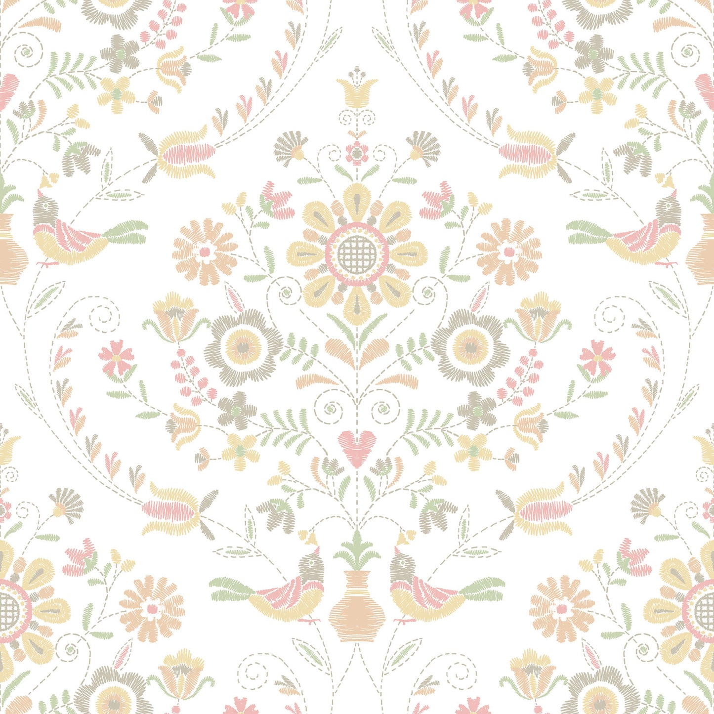 Hannah Britt Damask Wallpaper