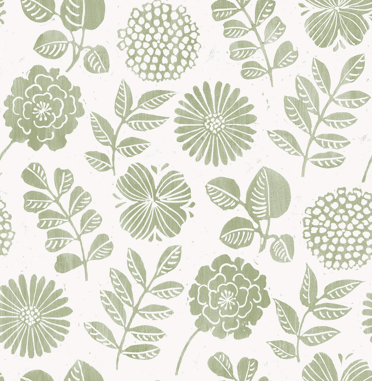 A-Street Prints Hannah Inge Floral Print Wallpaper - Moss, botanical in grey, blue, yellow
