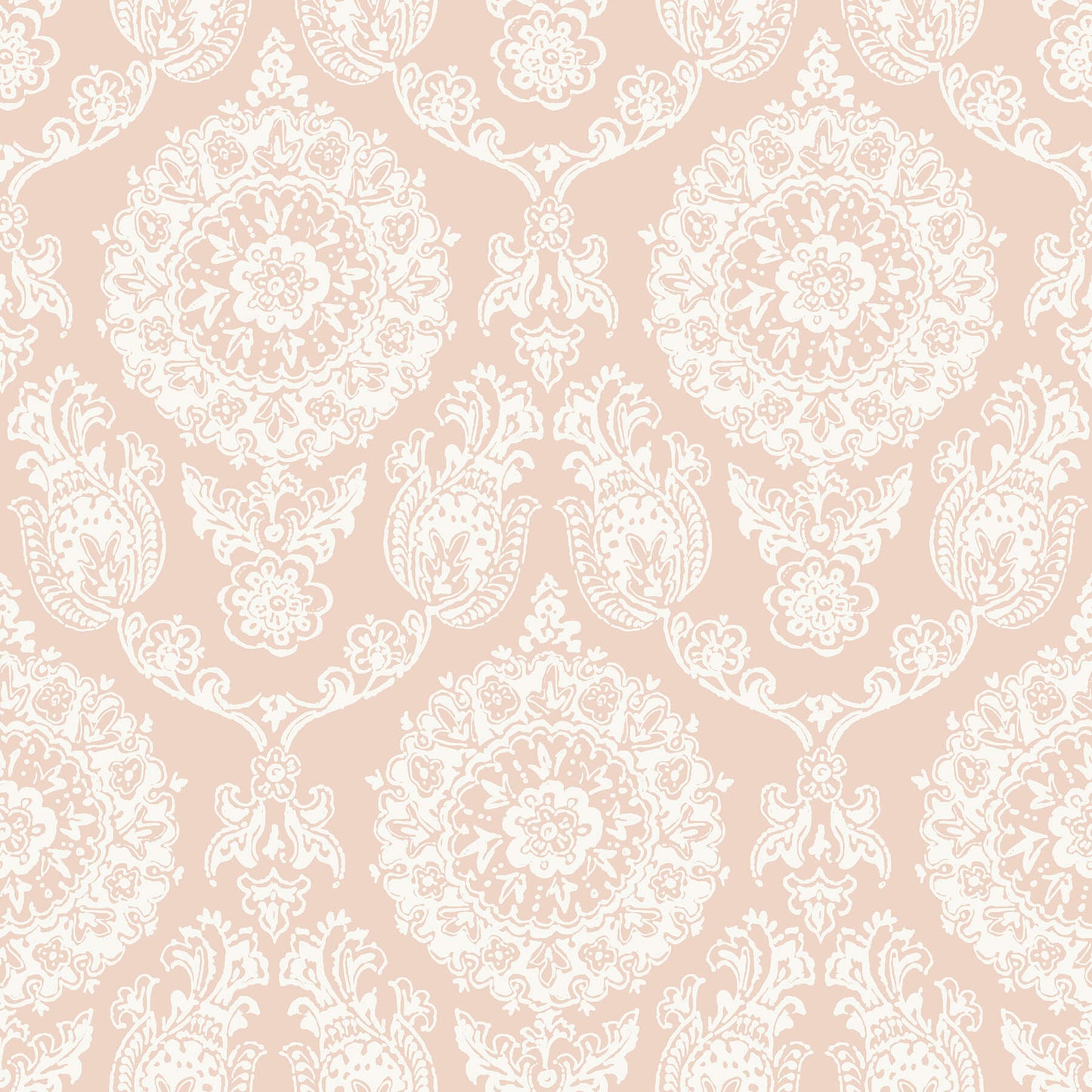 Blue Heron Helm Damask Floral Medallion Wallpaper