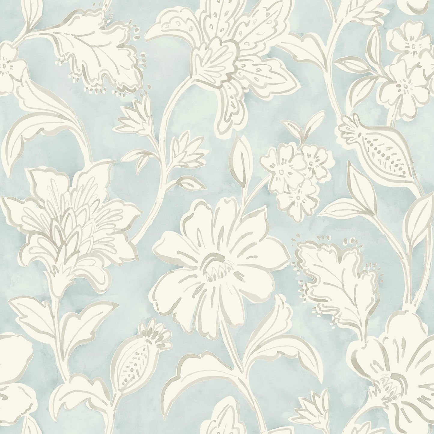 Blue Heron Plumeria Floral Trail Wallpaper