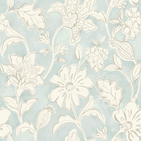 Blue Heron Plumeria Floral Trail Wallpaper