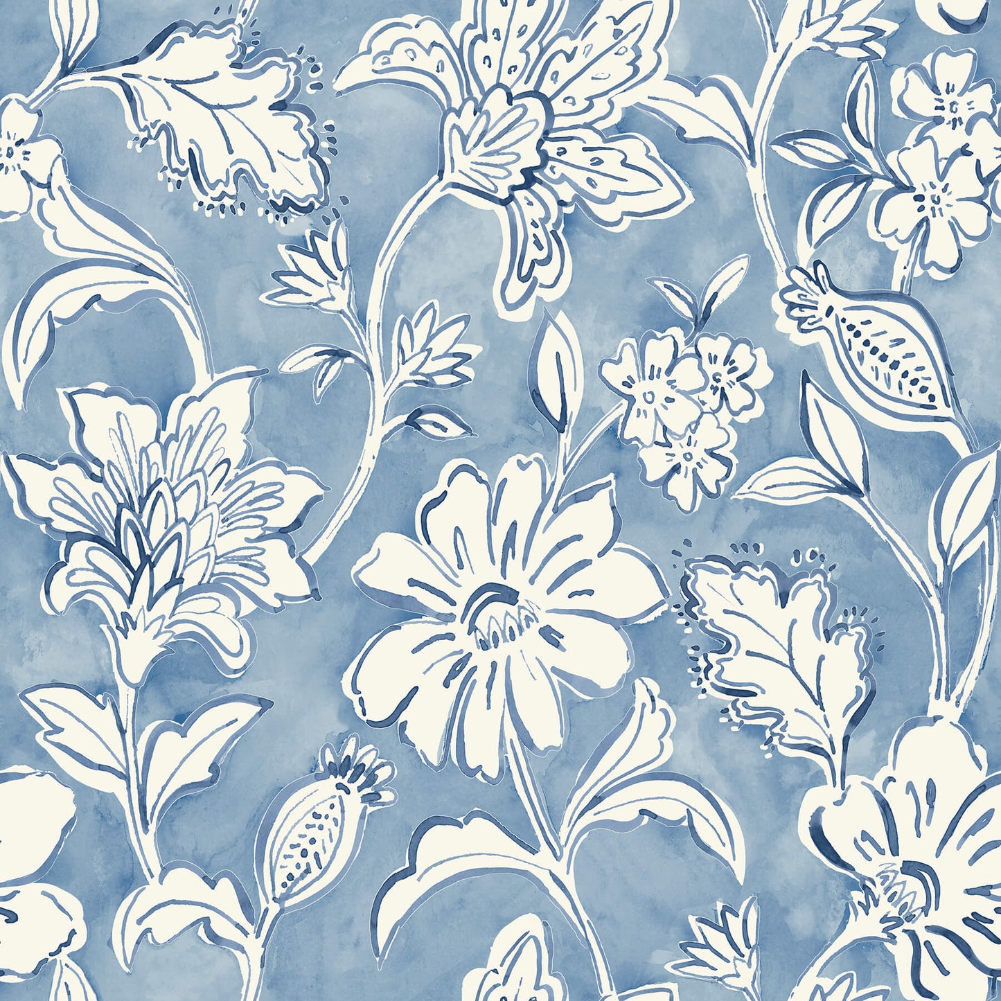 Blue Heron Plumeria Floral Trail Wallpaper