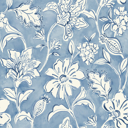 Blue Heron Plumeria Floral Trail Wallpaper