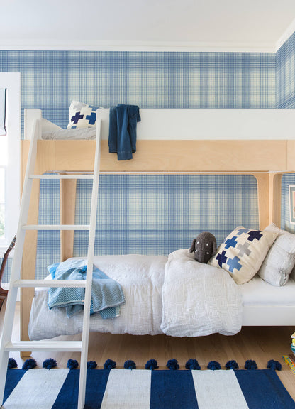 Blue Heron Madras Plaid Wallpaper