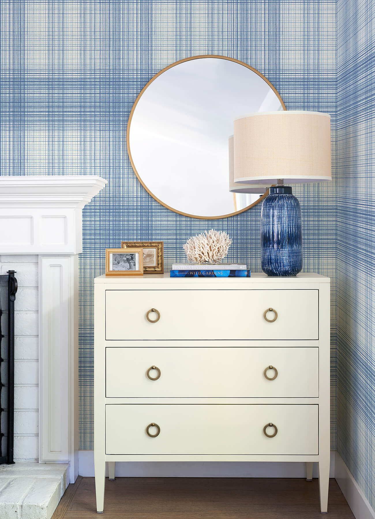 Blue Heron Madras Plaid Wallpaper
