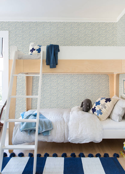 Blue Heron Sand Drips Painted Dots Wallpaper